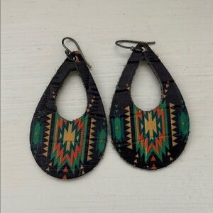 Bohemian Black and Green Teardrop Earrings